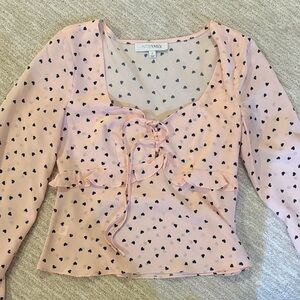 INTERMIX Pink Heart Pattern Blouse Valentines Day